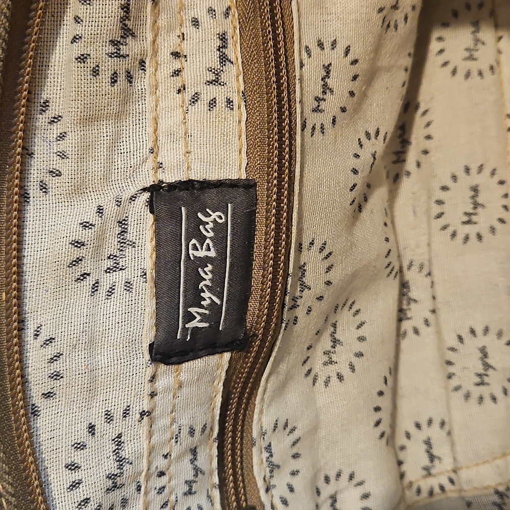 Woven Denim & Leather Myra Bag Purse With Zipper closure. - Picture 4 of 10